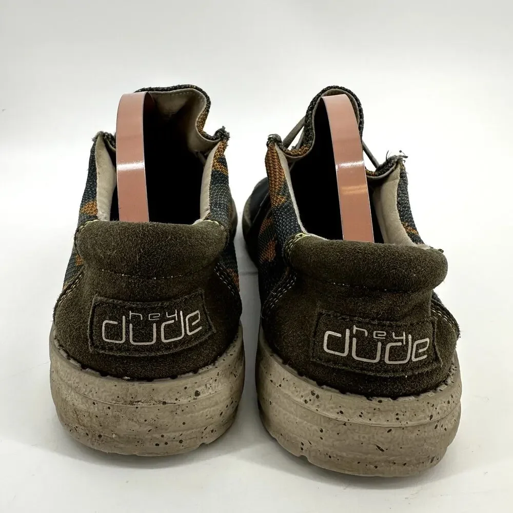 Hey Dude Wally Camouflage Sneakers Lightweight Elastic Laces Green Y4 L5